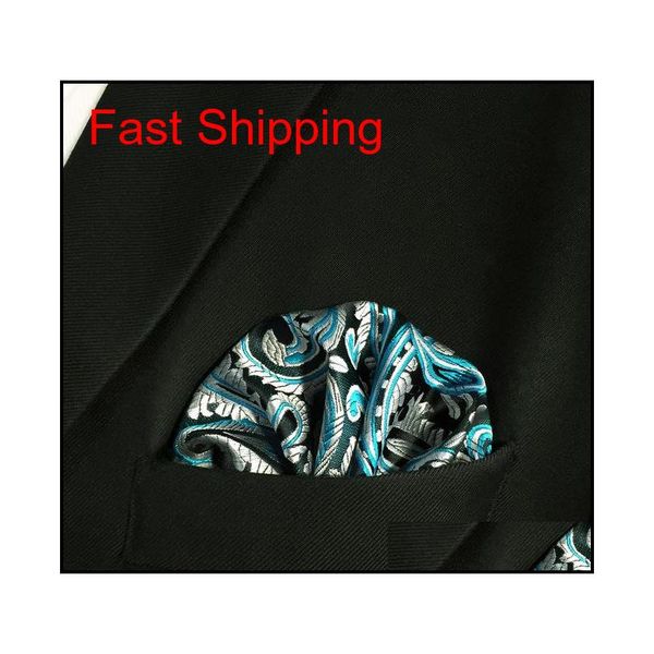 

dh7 blue silver paisley mens pocket square silk wedding handkerchief fashi qyleqh queen66, Blue;white