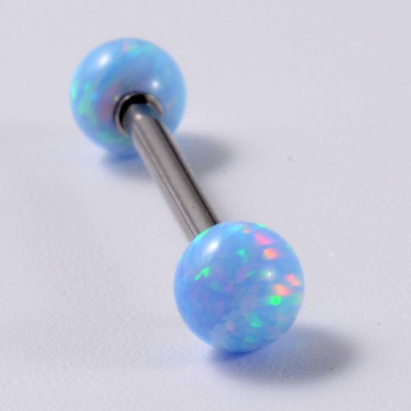 

1pc surgical steel opal tongue barbell piercing opal nipple ring screw in barbell piercings tongue piercings women jewelry q sqczgr, Silver
