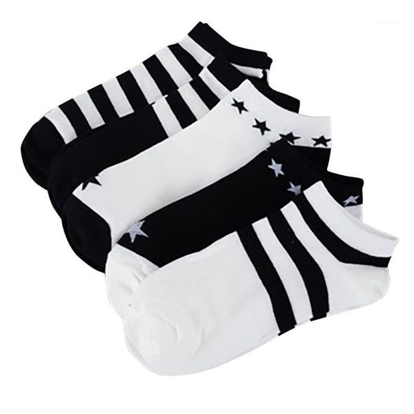

2021 new fashion ankle striped cotton pattern blend women and men sport casual sock hosiery soft short socks street style1, Black