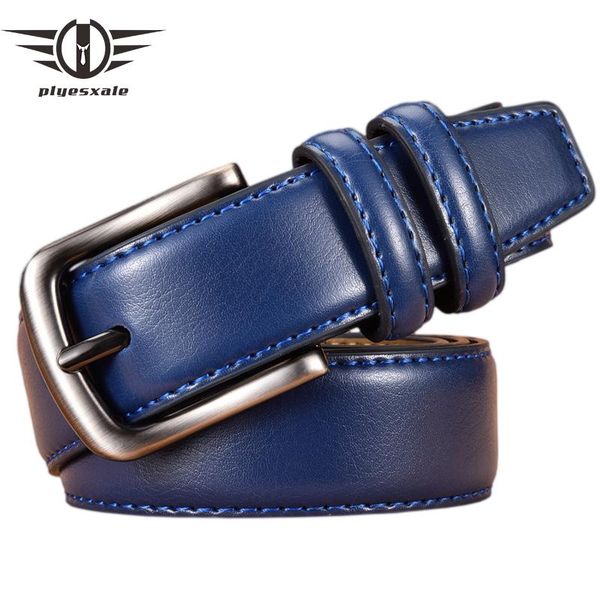 

plyesxale pin buckle leather belt for men black brown blue jeans belt casual male strap luxury waist belts g130