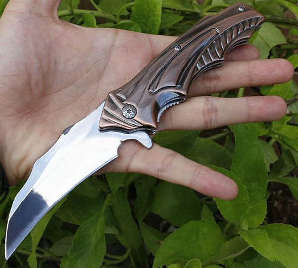 Coltello da artiglio tattico con lama pieghevole DA158 Flipper di alta qualità 440C Maniglia in acciaio con lama lucidata a specchio Karambit con scatola al minuto