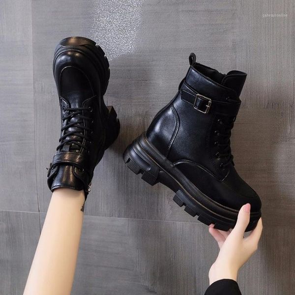 

boots increased heel ankle women winter warm fur snow 2021 black wedges shoes ladies1