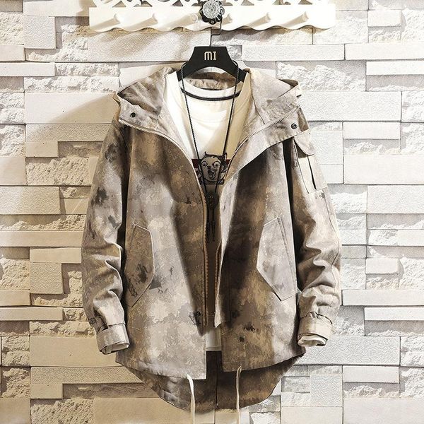 

men's jackets #2468 autumn camouflage hoodie for men plus size casual loose jacket coat male hooded dovetail coats japan style outwear, Black;brown