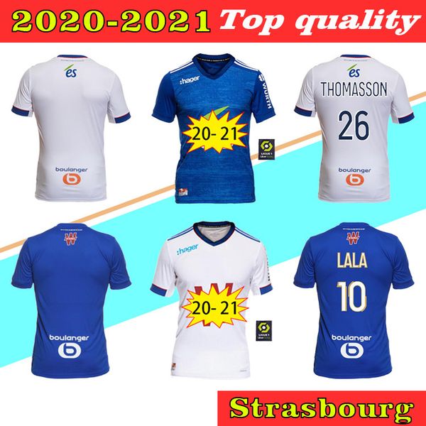 

мужчины + дети 20 21 rc страсбург домашний футбол джерси эльзас эльзас 2020 2021 страсбург прочь эльзас джику томассон лала mothiba детские, Black;yellow