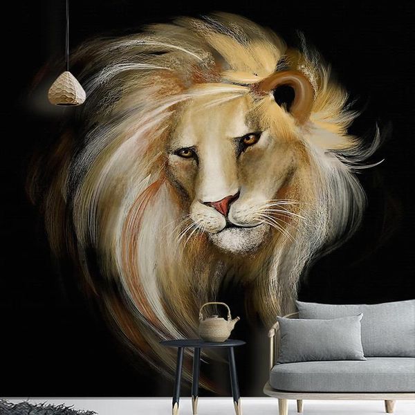 

wallpapers custom 3d po wallpaper european style hand painted lion wall painting classic living room study bedroom decor mural