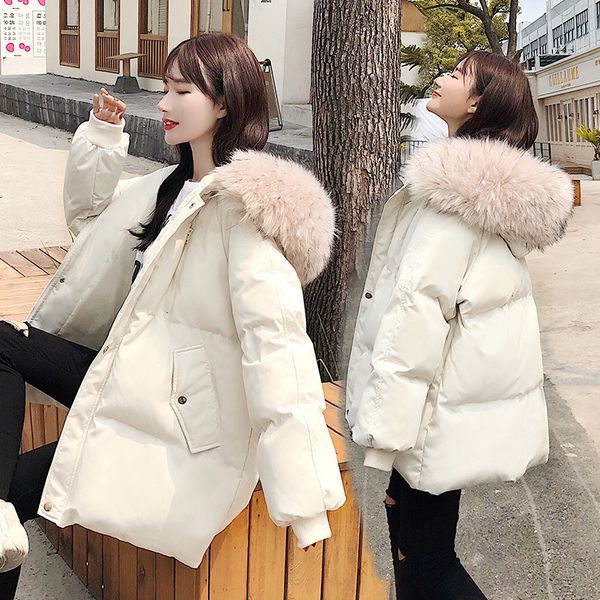 

2021 jacket cotton-padded clothes women's new winter hooded long loose zippers casual down cotton coat warm parkas a215 3a92, Black