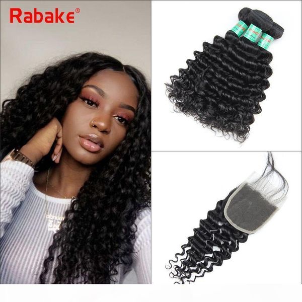 

deep wave malaysia virgin hair bundles with closure 8a malaysian deep curly human hair weave bundles with bleached knots lace closure, Black;brown