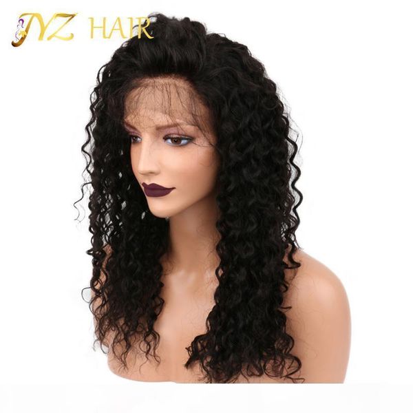 

jyz kinky curly full lace wig mongolian full lace human hair afro curly wigs for black women glueless lace front wigs, Black;brown