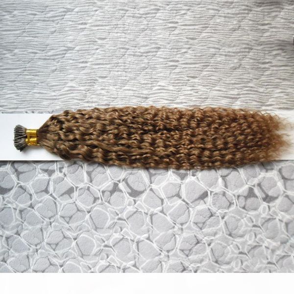 

afro kinky curly human pre bonded fusion hair i tip stick keratin 100g 100pc brazilian virgin hair keratin stick tip hair extensions, Black