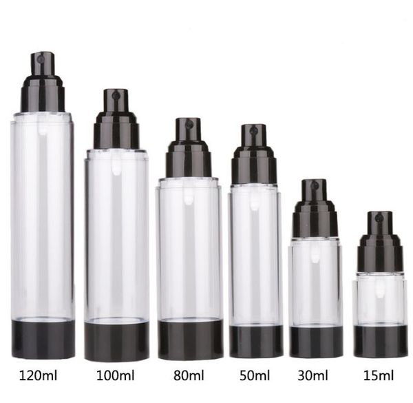 

black clear as cosmetics packaging vacuum emulsion spray bottle set 15ml 30ml 50ml 80ml 100ml 120ml