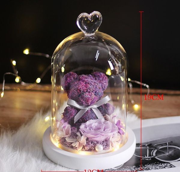 

teddy bear rose flowers in glass dome christmas festival diy home wedding decoration birthday vale bbyjga xmh_home