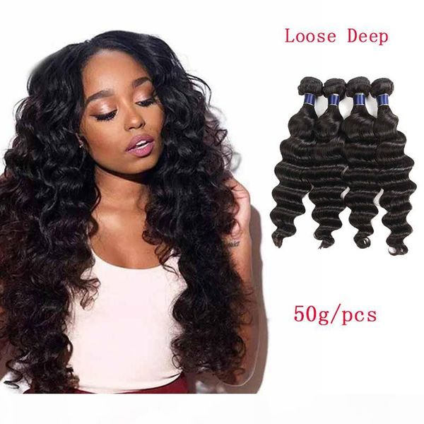 

brazilian remy hair loose deep bundles unprocessed 50g pc peruvian indian malaysian human hair weave wavy straight hair wefts natural black