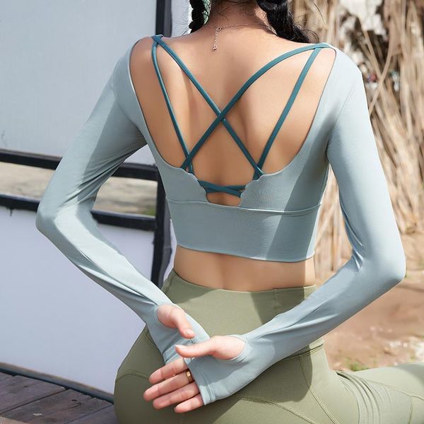 

спортивные женщины длинные рукав урожай верхний топ пуштук фитнес фитнес фитнес фитнес рубашка йога крест обратно женщина бегущий тренажерны, White;red