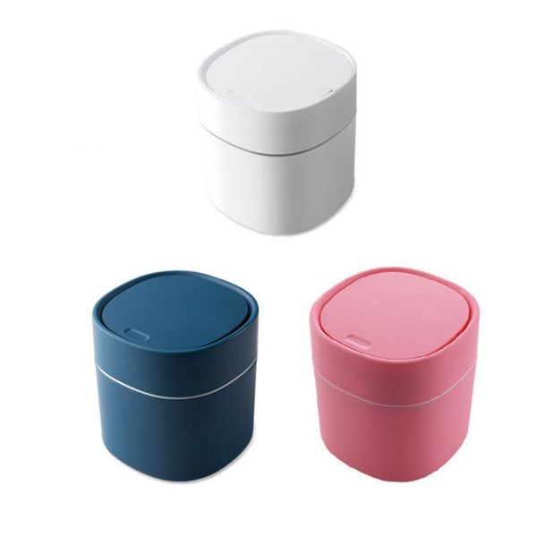 

2l mini trash can deskwaste bin with push button lid home office clean tools