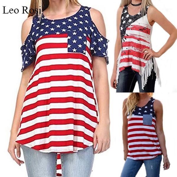 

leo rosi 2019 new women t-shirts casual american flag printed tee summer female t shirt short sleeve t shirt for women dt301, White