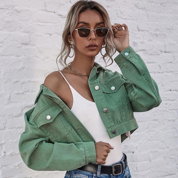 

women basic short denim jacket coat women spring green loose denim jeans jacket coat lady casual overcoat mujer new, Black;brown