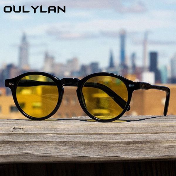 

oulylan vintage round sunglasses women men retro green sun glasses shades for female brand designer all-match eyewear uv400, White;black