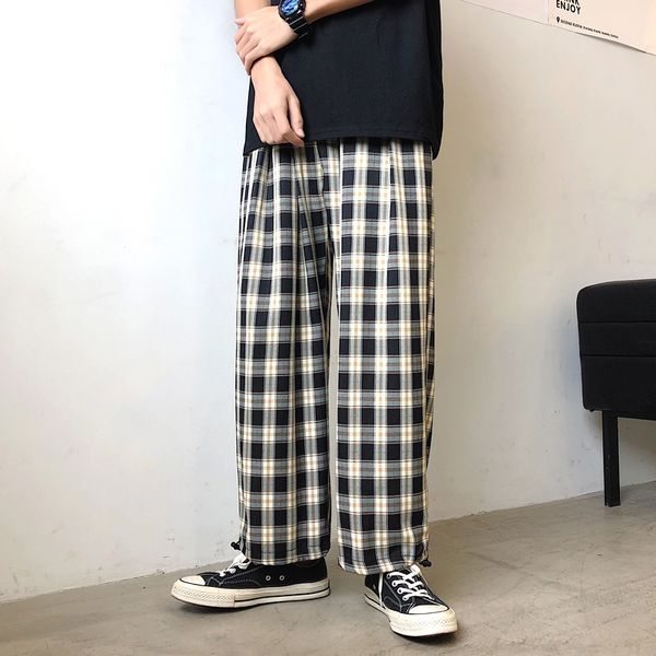 

2021 new hip hop streetwear harem -spring fall plaid fashionable joggers man's sweatpants sweat pants pli4, Black