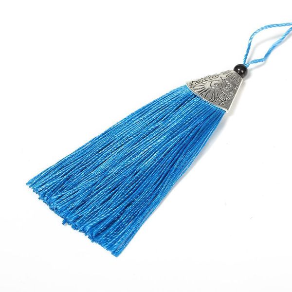 

10pcs 8cm silk tassel with silver caps decorative tassels pendants diy earring charm and embellish curtain wedding decoration h jllknd