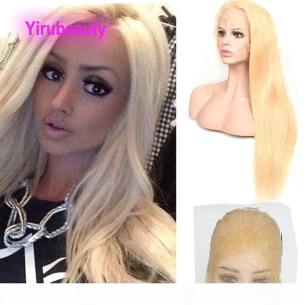 

malaysian human hair full lace wig blonde body wave silky straight 613# full lace wig 10-28inch ins popular virgin hair adjustable band, Black;brown