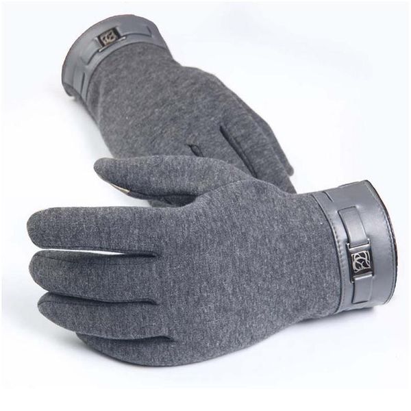 

winter autumn gloves men's women touch screen full finger non-slip thick warm woolen cashmere wrist gloves male jllkdj, Black