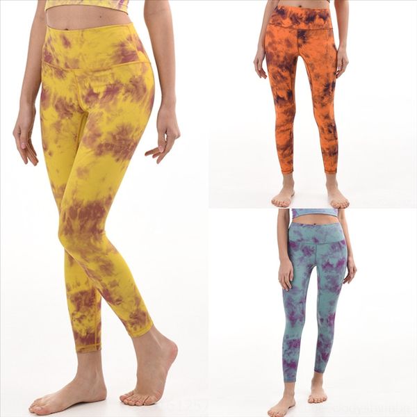 

din seamless elastic yoga pants high waist push hip up sport leggings women running yoga capri women tights fitness sportswear tie-dye