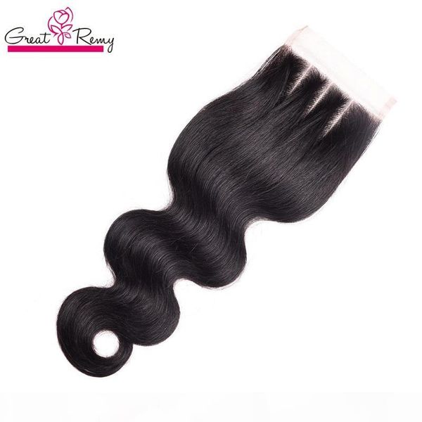 

greatremy peruvian body wave virgin human hair closure weave three part lace closure hair bleached knots hair pieces fast shipping, Black