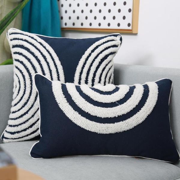 

cushion/decorative pillow navy blue cushion cover 45x45cm cotton embroidery morroccan style circle for home decoratio living room bed