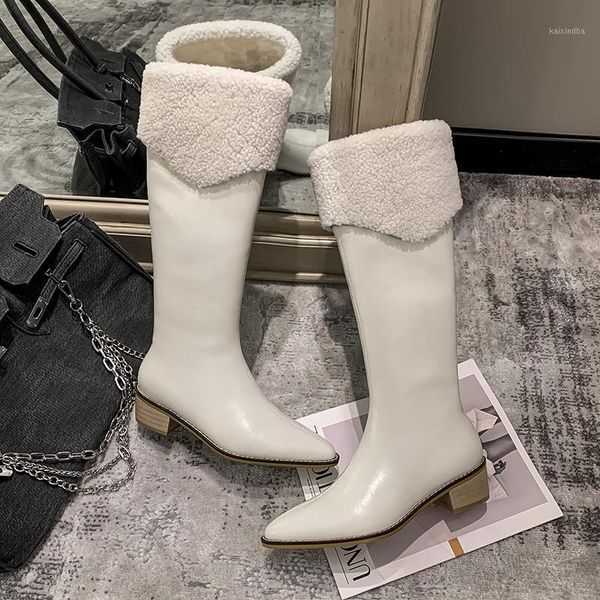 

boots 2021 genuine leather women shoes zipper warm winter nature sheep wool mid calf ladies botas1, Black