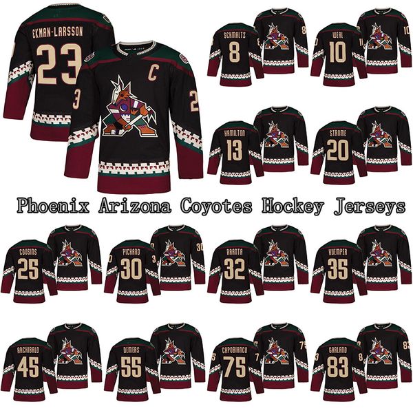 

phoenix arizona coyotes black alternate stitched jersey 23 oliver ekman-larsson 81 phil kessel 16 max domi custom hockey jerseys, Black;red