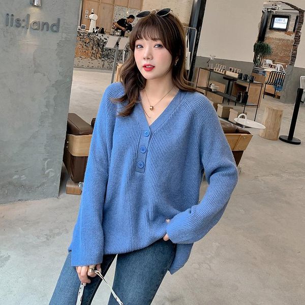 

women's sweaters sweater long sleeve v-neck jacket 2021 spring autumn style large size loose leisure knitwear, White;black