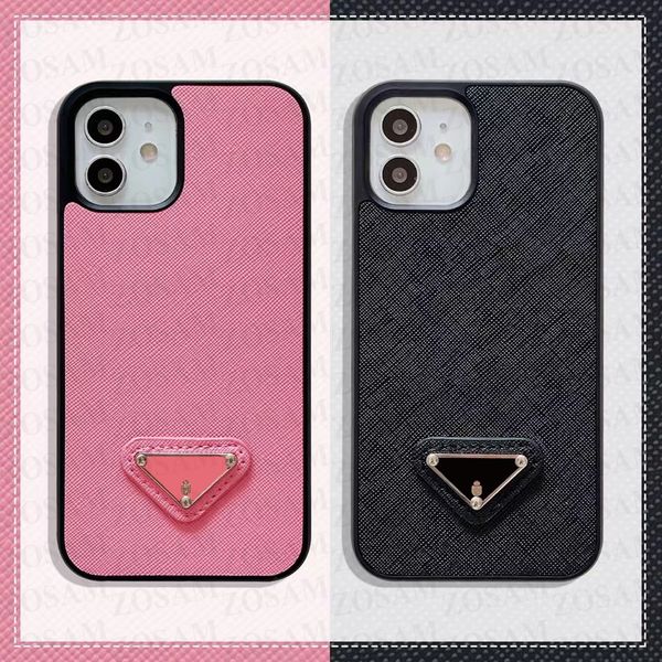 Custodie per telefoni Fashon Triangle P Letter per IPhone 13 13pro 12 Mini 12pro 11 Pro Max X Xs Xr 8 7 Plus Cover per custodie di colore nero rosa