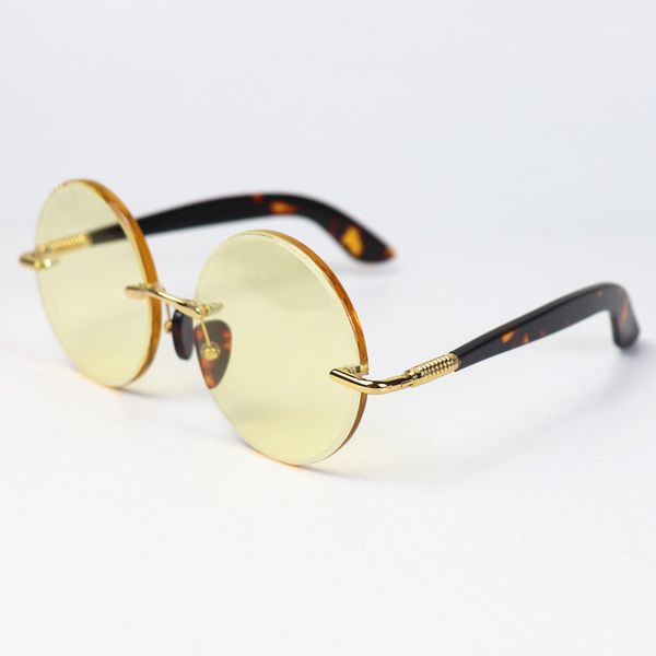 

vintage lens luxury rimless 2020 black stone friday glasses for men round sun natural crystal yellow sunglasses eyewear jgawb, White;black