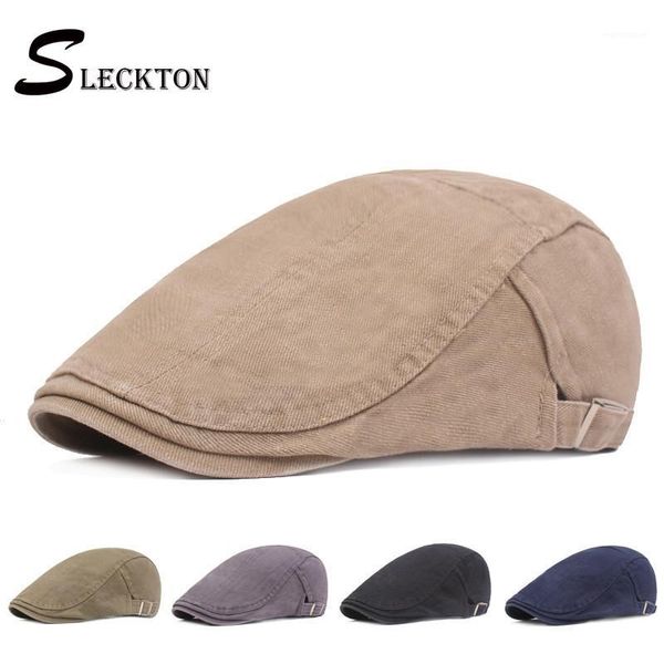

SLECKTON 100%Cotton Cap Solid Simple Hats Beret Casual Flat Cap Fashion Newsboy Sun Hat French Hats for Men and Women1, Blue;gray