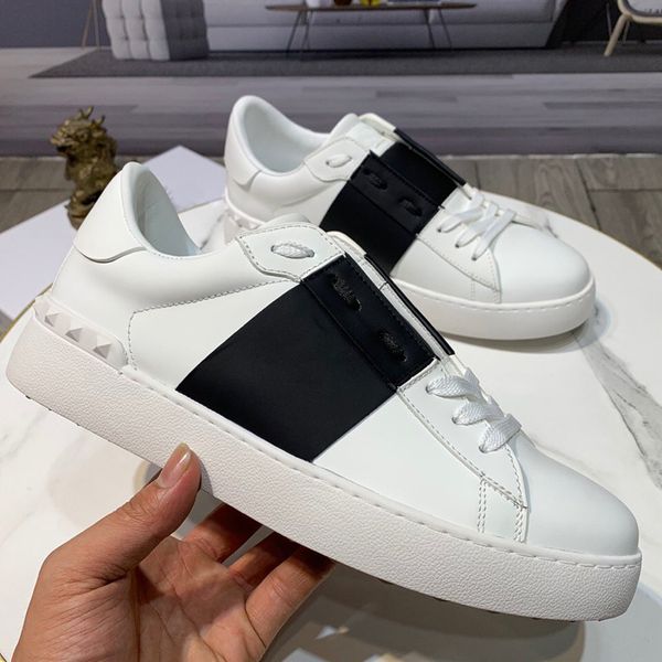 

with box women mens designer white leather casual fashion luxury sneakers with pyramid rock shap rivet studs low sneakers eur46, Black