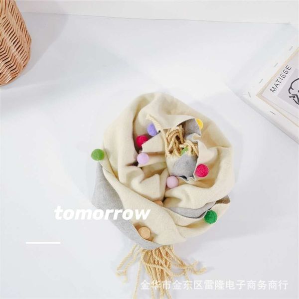 

side autumn and winter new double cashmere ball scarf styj, Red;brown