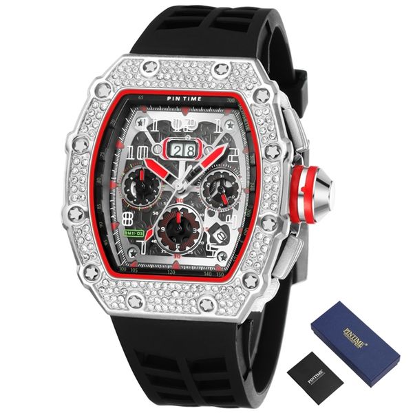 

cool sport watch men chronograph diamond hip hop мужские wave top brand роскошный военный золотой наручные часы reloj relogio masculino 2012, Slivery;brown