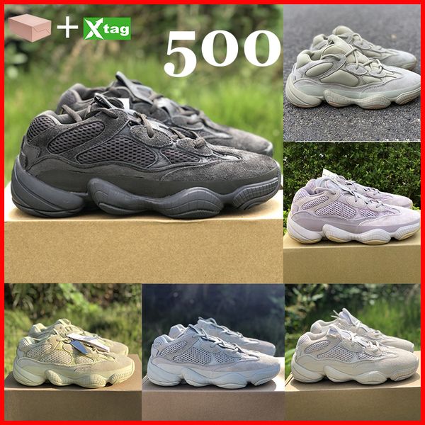 

with box kanye west desert rat 500 utility black men women running shoes reflective bone white stone soft vision salt basketball sneaker