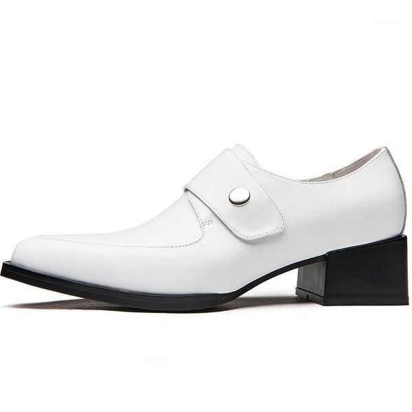 

dress shoes genuine leather men high heels pointed toe slip on height increase men's wedding dance party1, Black