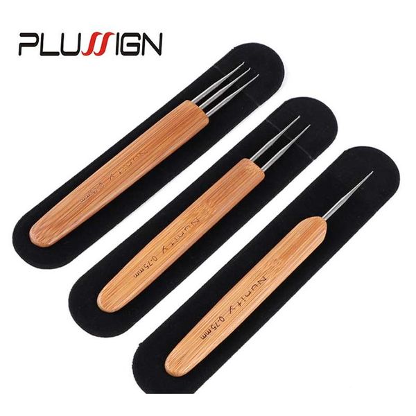 

profeesional dreadlock crochet bamboo handle hook 0.5mm 0.75mm 1-hook 2-hooks 3-hooks needle for dreads lock needle wmtgyy, Black