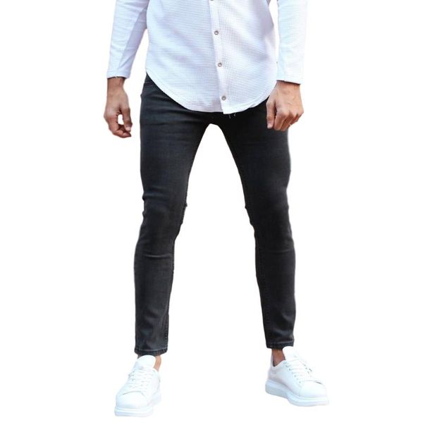 

casual 100% cotton men lycra narrow leg jeans fume new style good price wholesale offer trend 2021, Blue