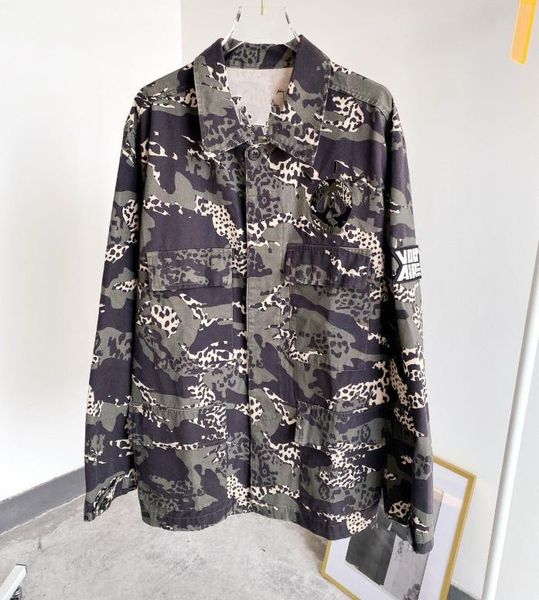 

2020 woman camouflage print cotton jacket button jacket trendy personality animal print, Black;brown