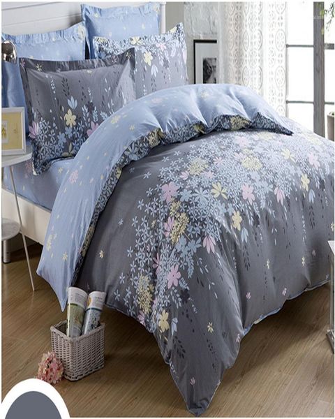 

4pcs real print plant cotton bedding sets 100% cotton duvet cover set quilt bed sheets king size bedclothes  twin1