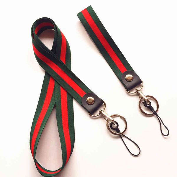 

trendy key 1 set of 2.5cm width stripe neck lanyards and wrist strap keychain for phones, Slivery;golden