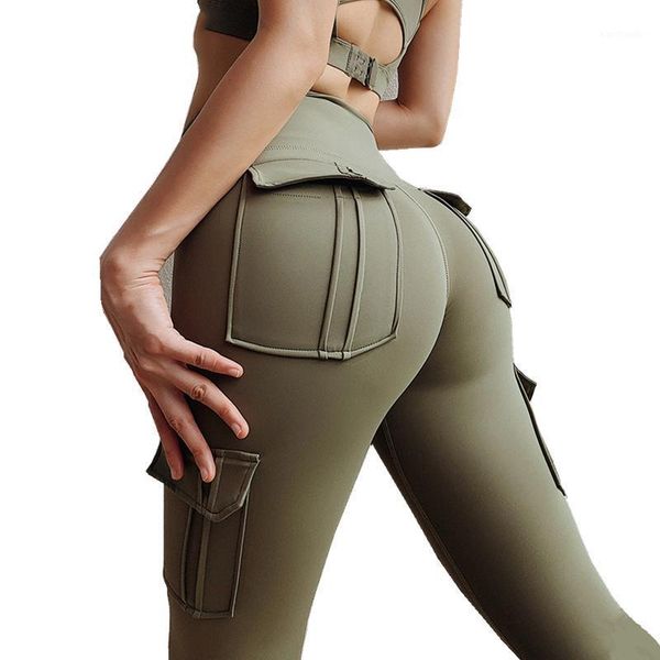 

yoga outfits high waist leggings with pockets workout gym legging scrunch buyoga pants sport women fitness booty sweatpants1, White;red