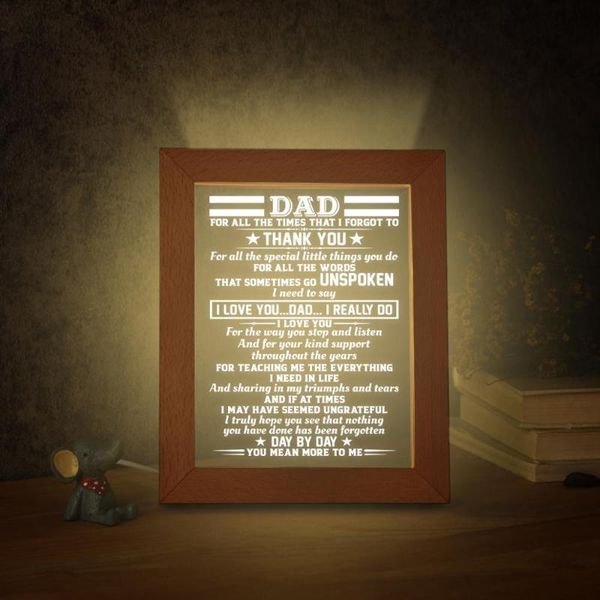 

to my dad led wooden frame personalized text picture p frame gift, Pink;blue