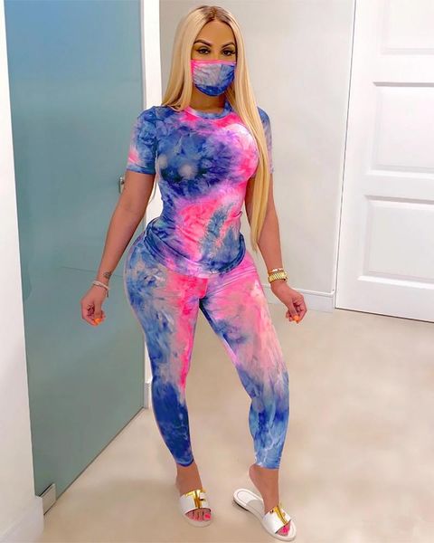 

hirigin 2020 women 2pcs sets tie dyeing print clothes sets new v-neck t-shirt high waist long pants tracksuit outfit, Gray