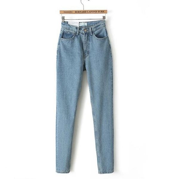 

vintage slim high waist denim jeans lj200808, Blue