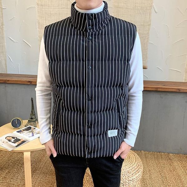 

2019 winter new men's outdoor youth warm casual vest fashion cool coat, Black;white