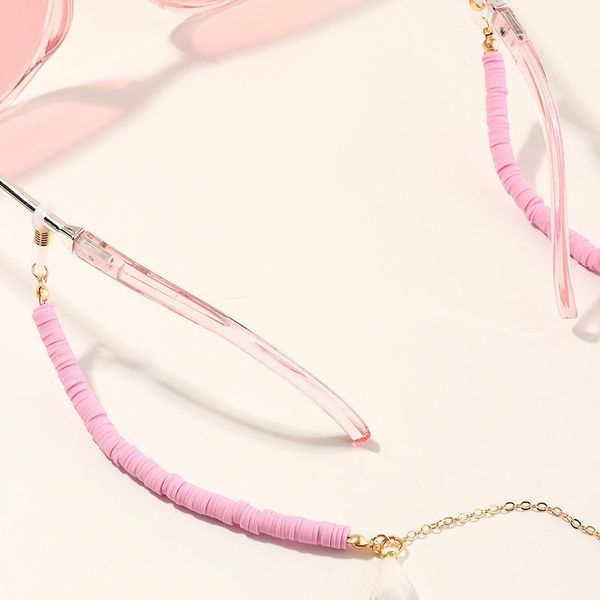 

chic pink soft pottery beads eyeglasses chain sunglasses halter metal chain mask lanyard mask chain holder accessories female h jllrma